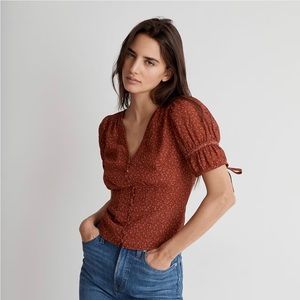 NWT MADEWELL Recycled Georgette Button-Front Top